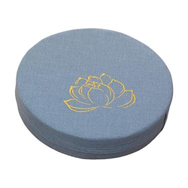 Imagem de Almofada redonda para meditação para, 16" de diâmetro, capa com zíper, acessórios para meditação, travesseiro de chão para cerimônia de chá, Azul 6cm