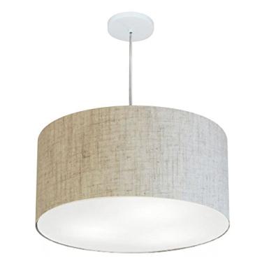 Imagem de Lustre Pendente Cilíndrico Cúpula Tecido 55x30 cm, Vivare Iluminação, Pendente4215 RST, Rustico Bege, Médio