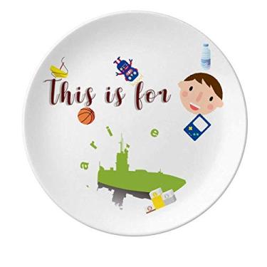 Imagem de Prato de porcelana submarino submerso oceano jantar redondo Prato Boy Man