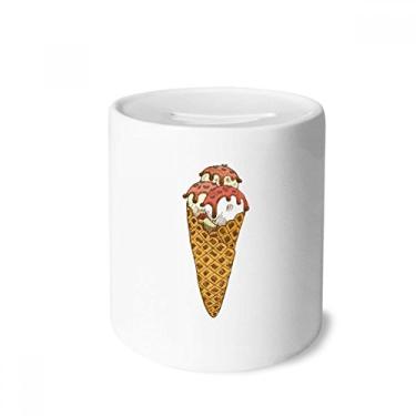 Imagem de DIYthinker Caixa de moedas de cerâmica com casquinha de sorvete e bola de sorvete, presente de cofrinho