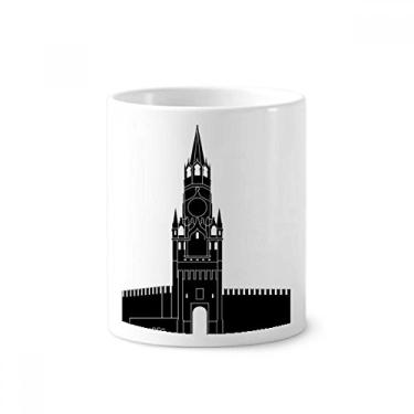 Imagem de Rússia Moscow Kremlin Padrão Contorno Escova de Dentes Caneca, Suporte de Cerâmica