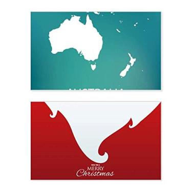 Imagem de Mapa de contorno do continente da Austrália da Oceania Holiday Holiday Merry Christmas Cartões de parabéns Mensagem de Natal