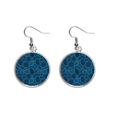 Imagem de Brinco feminino com estampa de células de microscópio azul com ilustração de orelha pendente prata