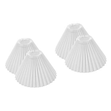 Imagem de OSALADI 4 Pcs Abajur De Barril Plissado Abajur Sino Capa De Luz De Mesa Abajures De Sino Capa De Abajur Substituição De Abajur De Parede Volta Pano e Ferro E27 Cúpula De Luz Branco
