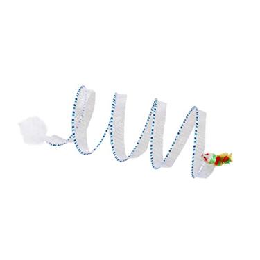 Imagem de ＡＷＨＡＯ para gatos Brinquedo interativo para gatos para gatos dobrável Portátil Passagem para gatos Pista tipo S Tunnel Play House para gatinhos, Rato Listrado Azul