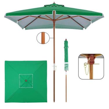 Imagem de Ombrelone Madeira Quadrado 2x2m Sardenha Guarda Sol Sombreiro Bagum Verde - 303103 Belfix
