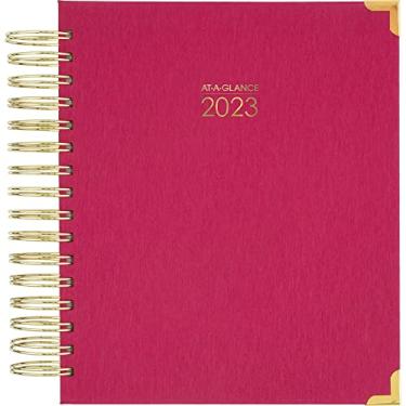 Imagem de AT-A-GLANCE Agenda diária e mensal 2023, agenda de compromissos por hora, harmonia, 18 x 21 cm, médio, capa dura, bolso, adesivos, abas mensais, frutas vermelhas (6099-806-59)