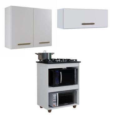 Imagem de Conjunto Balcão para Cooktop 5 Bocas Aéreo 2 Portas e 1 Aéreo basculante Branco