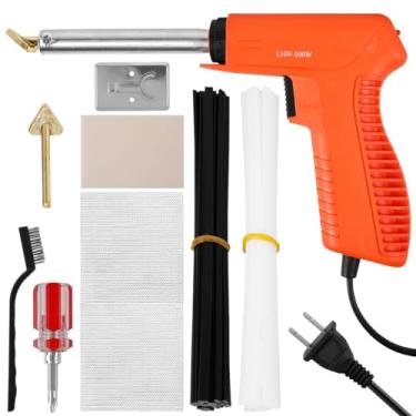 Imagem de Kit de solda de plástico, kit de ferro de solda de plástico portátil pequeno de 100 W, conjunto de ferramentas de soldador de reparo de para-choques de carro portátil de aquecimento rápido, com 2