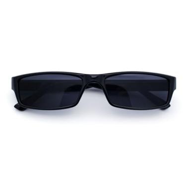 Imagem de SA106 Óculos de sol masculino Hippie Pimp Color Lens estreito retangular armação preta, Todo preto, 5 7/16" (139mm) x 1 3/16" (31mm) / 54-17-139