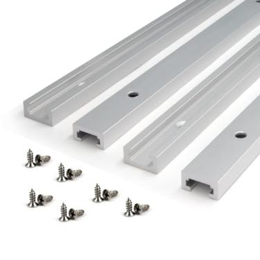 Imagem de Yeebyee Deslizador de trilho em T de liga de alumínio de 400 mm com parafusos autoadesivos para marcenaria e grampos, pacote com 4 peças (tamanho: 400 mm)