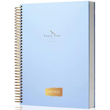 Imagem de FLYING EAGLE Caderno espiral Dot Grid Caderno de papel pontilhado 21 x 28 cm, caderno espiral grande, 120 folhas, capa dura, caderno espiral para homens e mulheres, azul 2