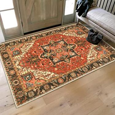 Imagem de Collive Tapete de porta interno lavável, tapete retrô antiderrapante tamanho grande tapetes de boas-vindas de absorção rápida, tapete de porta frontal de pilha baixa tapete de entrada para entrada, 91