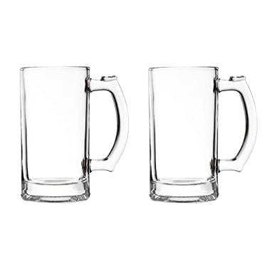 Imagem de TUSAPAM Conjunto de Canecas de Cerveja de Vidro de 473 ml com Alça, Copos de Cerveja para Freezer, Caneca Tradicional para Bar, Álcool, Bebidas, Café