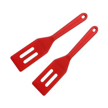 Imagem de Espátula pequena, 2 peças minúsculas de silicone flexível conjunto de espátulas de cozinha para panelas antiaderentes