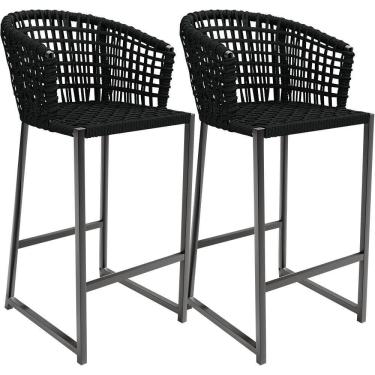 Imagem de Kit 02 Banqueta Área Gourmet Cozinha Varanda D04 Preto