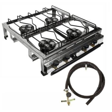Imagem de Fogão semi industrial 4 bocas inox alta pressão mangueira e