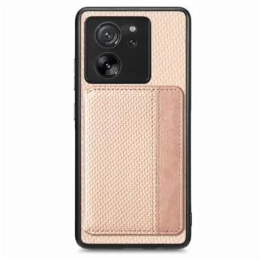 Imagem de Capa magnética para cartões carteira para XiaoMi Note 13 Pro Plus 12 11 10 4G 13T POCO F5 X3 NFC X5 Bolsa com suporte para bolsa, cáqui, para Redmi Note13 5G