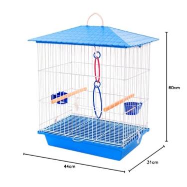 Imagem de Gaiola Calopsita Acessório Luxo Agapornis Aves Epóxi Completa (Azul)