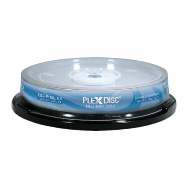 Imagem de PLEXDISC 645-212 50 GB 6X Blu-ray disco gravável branco jato de tinta BD-R DL, eixo de 10 discos