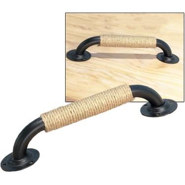 Imagem de Puxadores de porta de celeiro, maçanetas de porta Sding, puxadores de ferro de metal, maçanetas de corda para porta de celeiro | Barra de apoio de substituição do trilho do portão de galpões