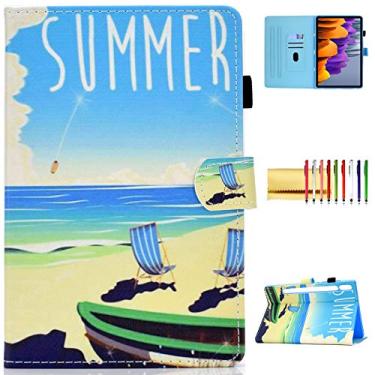 Imagem de Capa para Samsung Galaxy Tab S7 11 polegadas (2020), capa protetora flip magnética flip magnética de couro PU premium com suporte para cartões e suporte para caneta, hibernar/despertar automático,