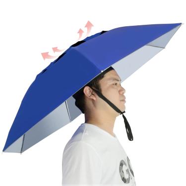 Imagem de NEW-Vi Chapéu de guarda-chuva de pesca, dobrável, ajustável, chapéu de chuva, 7 costelas anti-UV à prova d'água para pesca, jardinagem, golfe, guarda-sol ao ar livre, guarda-chuvas de mãos livres de