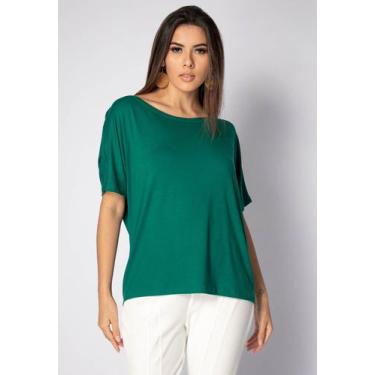 Imagem de Blusa Morcego Malha Gola Canoa Manga Curta Verde Jade - Amazonia Vital