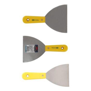 Imagem de Kit 3 Espatula Aço Cabo Plastico Massa Pintura Gesso Rejunte - Western