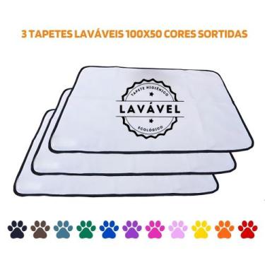 Imagem de Kit com 3 Fraldas de Câes p/Chão 100x70 Sortidos 200 Lavagens - Alta A