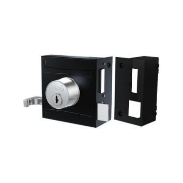 Imagem de Fechadura de Porta Stam Preto Fosco 701/80 Espelho Inox