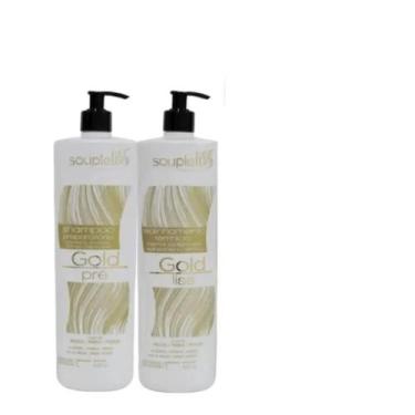 Imagem de Kit Escova Progressiva Profissional Gold Liss Soupleliss 1 Lt