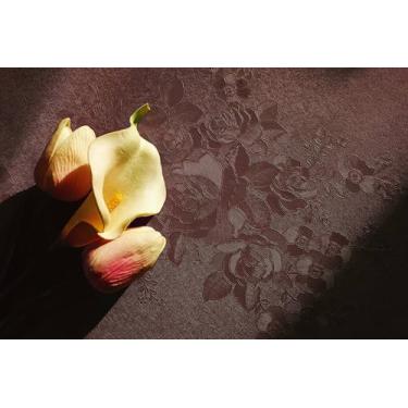 Imagem de Dimoon Papel de parede 236" x 17,3" engrossar papel de parede de flor em relevo vara e descascar laranja escuro marrom floral adesivo papel de contato sólido puro à prova d'água papel de parede autoadesivo prateleira removível rolo de vinil