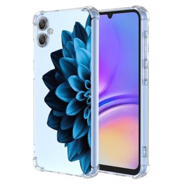 Imagem de JDYGWK Capa para Samsung A05 Galaxy A05 com estampa de flores transparentes, TPU macio fino e leve, à prova de choque, capa protetora para celular para Samsung Galaxy A05, azul desabrochando