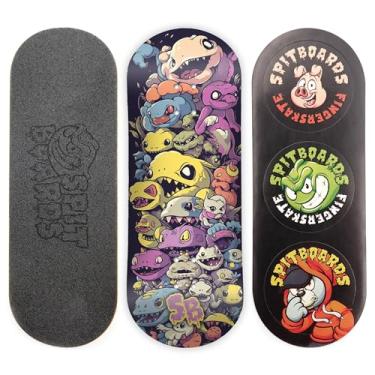 Imagem de SPITBOARDS 34mm Fingerboard Deck - Real Wood (5-Layers) Classic Popsicle Street Shape - Size: 34 x 96 mm - Single Graphic Deck (Real Wear) - Optimized Concave - Freak Show