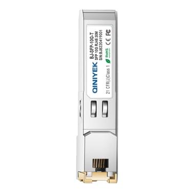 Imagem de QINIYEK Transceptor 10G SFP+ para RJ45, módulo SFP+ de cobre 10GBase-T para Cisco SFP-10G-T-S, Ubiquiti UniFi UF-RJ45-10G, MikroTik S+RJ10, Netgear AXM765, Fortinet, Cat.6a/7, até 30 m, 1 pacote