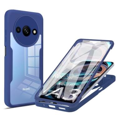 Imagem de Fofvccv Capa transparente para Xiaomi Redmi A3 com protetor de tela integrado, 360 capa de telefone robusta de camada dupla à prova de choque para Xiaomi Redmi A3 em azul