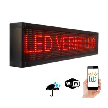 Imagem de Painel LED Vermelho Letreiro Luminoso Digital 70x20 Alto Brilho Wi-Fi 