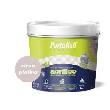 Imagem de Rejunte Especial Acrílico Cor Cinza Platina de 1kg Porto Koll