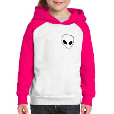 Imagem de Moletom Infantil Pocket Alien - Foca na Moda, Branco, Rosa, 4