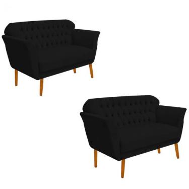 Imagem de Kit 02 Namoradeira  Decorativa  Ster com Capitone Pés Palito em Madeir