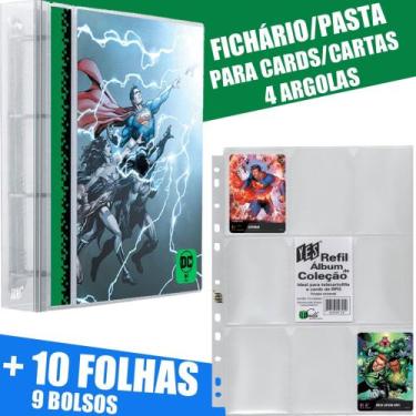 Imagem de Pasta Fichário Carta Cards 4 Argolas HRO DC Batman Mulher Maravilha Su