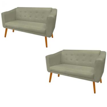 Imagem de Kit 02 Namoradeira  Decorativa  Céci Pés Madeira 2 Lugares Sala de Est