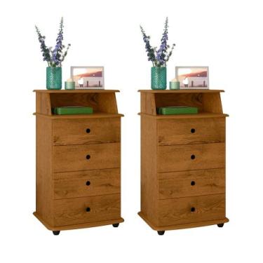 Imagem de Kit Mesa de Cabeceira Escrivaninha Decorativa Luxo II Gavetas e Nicho 