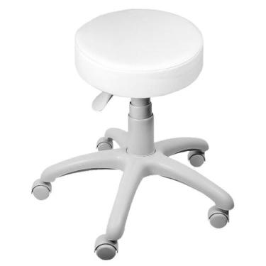 Imagem de Cadeira Mocho Banqueta Branco Base Cinza - ULTRA Móveis