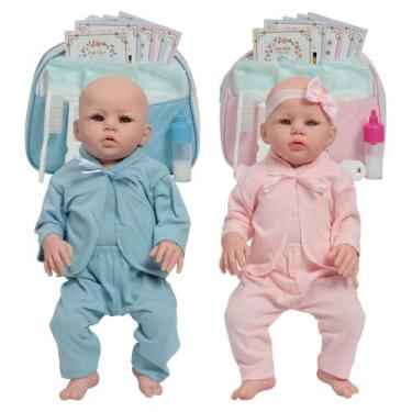Imagem de Bebê Reborn Gêmeos Abigail 100% Silicone Enxoval Completo - Cegonha Re