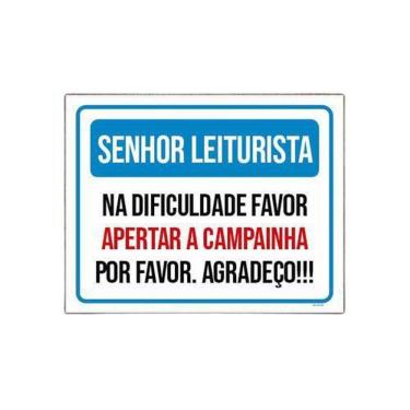 Imagem de Placa Senhor Leiturista Aperte Campainha 18X23