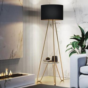 Imagem de abajur de chão de sala decoração aconchegante pés de metal dourado pra