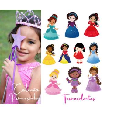 Imagem de Kit Patch Aplique Termocolante Princesas Carol Art c/ 10 un