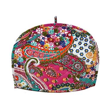 Imagem de Paisley Print Decorative Tea Cosy Vintage Rose Pink Creative Printed Cotton Tea Cozy Indian Ethnic Tea Cozies Floral Hand Block Printed Kettle Cover, Rose Pink, 38" X 30" CMs, 1